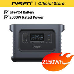 PISEN 2000W  (4200W Peak) Outdoor Power Station 2150Wh Lifepo4 Portable Solar Generator 110V/120V AC Output Portable Power Station for Outdoor Camping/ RV/ Home Backup Garden Party