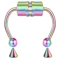 1/2/3/4/5pcs Fake Magnetic Stainless Steel Nose Rings, Non Piercing