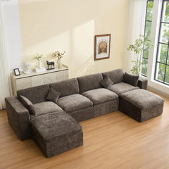 146''Cloud Boneless Sectional Couch, Modular Sectional Sofa Deep Seat with 2 Ottomans, Oversized Upholstered, Customized