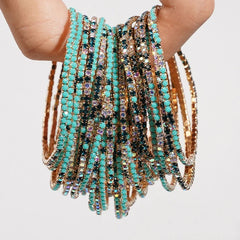 5pcs Fashion Colorful Acrylic Crystal Rhinestone Elastic Bracelet for