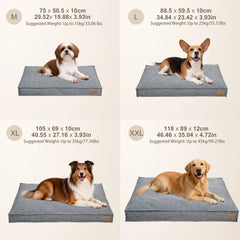 Large Dog Bed Washable Rectangular Dog Pet Pillow Bed with Linen Cover Foam Base Waterproof Lining Calming Sleep Pet Bed Mattress