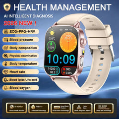 New Men Accurate Health Diagnosis ECG Smart Watch Blood Pressure Blood Oxygen Blood Fat Uric Acid Temp Bluetooth call Smartwatch