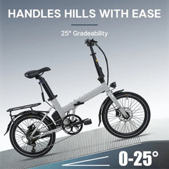 Folding Electric Bicycle 350W, 36V 8Ah/12Ah Removable Battery, 20Inch*1.75 Tires, 25Km/h, 7Speed City Commuter Travel Ebike