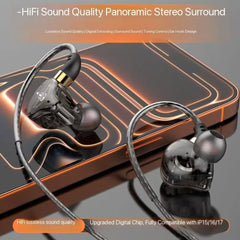 Type-C Wired Headphones HiFi Bass Stereo USB C Earphone 3.5MM in-Ear Earbuds with Mic Sports Subwoofer Music Headset for Samsung