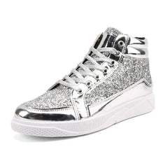 men's Gold Sequins Platform boots Autumn Fashion Casual Sports Shoes Thick Bottom Vulcanized Shoes man Flats Heels Shoes