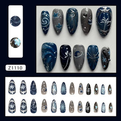 24pcs Red Star Print Fake Nails Sweet Cool Short Almond Press on Nail for Women Wearable Detachable Ins Spice Girl False Nails