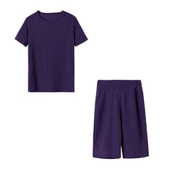 New Summer Round-Neck Solid Color Short-Sleeved Two-Piece Yoga Shorts