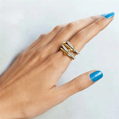 A Niche Two-Color Four-Ring Copper Jewelry Ring, Hypoallergenic, Ins
