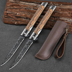 Multi-functional outdoor folding knife, high-hardness Damascus steel folding knife, portable fruit knife
