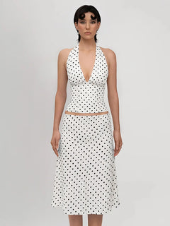Bornladies Polka Dot Skirt Set Women's Retro Hot Girl Style Lace-Up