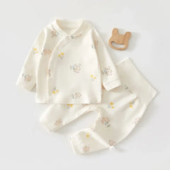Newborn Baby Base Shirt+pants 2-piece Set Autumn and Winter Cartoon Pure Cotton Top+pants 0-18M Newborn Baby Pajamas