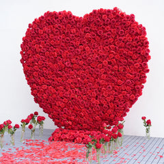 Angela Flower Red Rose Creative Love Heart Floral Wall Cloth Base Flower Arrangement Wedding Backdrop Frame Proposal Decor A7699