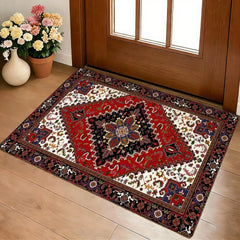 Mysterious Red Persian Carpet Floor Mat Cozy Flannel Soft Thick Non-Slip Mat For Living Room Bedroom Kitchen Decor Rugs