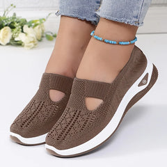 Womens Spring Summer Knit Slip On Sneakers Breathable Mesh Casual Shoes with Arch Support Machine Washable Multi Colors