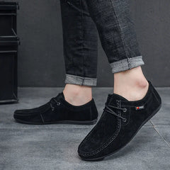 Men's Loafers, Lace Up Suede Work Shoes, 2025 New Formal Shoes, Outdoor Casual Walking Foot Covers Suitable for Lazy People
