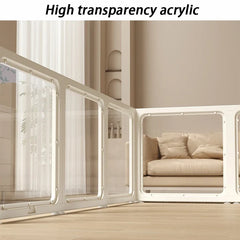 Indoor Playpen Dog Fence Cage with Gate Big Portable Dog Fences Acrylic Transparent Panel Pet Fences Household Puppy Supplies