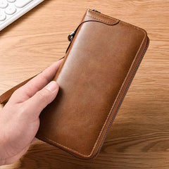 WERLLANDS Unisex Soft PU Rhombus Embossed Zipper Wallet Light Carry Daily Money Bag
