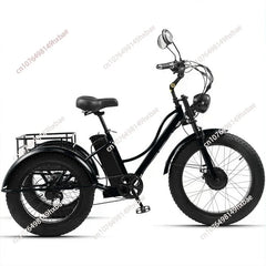 Electric Bike For Man 24-Inch 750W 48V Three Wheeled Electric Vehicle Fat Tire Pedal Powerful Electric Tricycle For Adults Elder