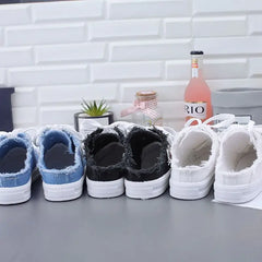 New 2024 Spring Summer Women Canvas Shoes Flat Sneakers Women Casual Shoes Low Upper Lace Up White Shoes