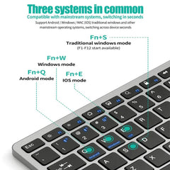GOOJODOQ KM02™ Wireless Mini Keyboard & Mouse Combo – Bluetooth 5.2 & 2.4G Tri-Mode, 78 Keys, Multi-Device, Rechargeable, Multimedia, Android/Windows/Mac/iOS | FlipStylez LLC®