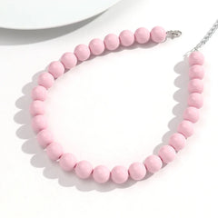 Boho Colorful Acrylic Big Ball Bead Chain Necklace Trendy Handmade