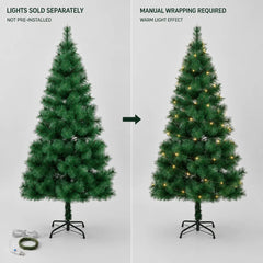 Artificial Christmas Tree 120-210cm PET Pine Needle Xmas Tree Optional USB Warm White Cool White Multicolor Lights Metal Stand