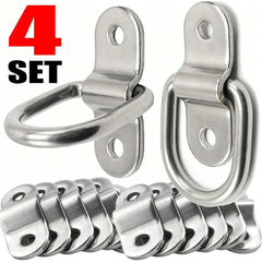 4~1Set D Rings Tie Down Anchors Ring Pull Hook Stainless Steel Lashing Ring Load Fit for Car Boat Cargo Trailer Vehicles RV Van