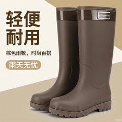 High-top rain boots, women's rain boots, lined adult outer wear, waterproof hiking boots, anti-slip shoes, durable sole