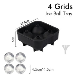Ice Cube Tray Silicone Ice Ball Freezer Mold Square Ice Cube Maker with Lid 4/6/8 Grids for Whiskey Cocktail Coffee Accessories