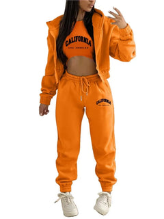 Autumn and Winter New Fleece Hoodie Letter Print Hooded Women's Suit