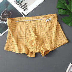 Men's Underwear Breathable Loose Mid Waist Sexy Plaid Homewear Panties Cotton Comfortable Boxer Shorts Elastic Mens Underpants