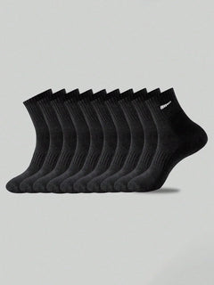 10-Pair Black Sock Pack - Extra-Soft, Comfortable Casual-Style Socks Crafted From Premium Breathable Cotton, Perfect For Everyd