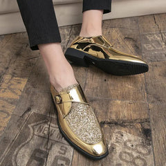 Luxury Men's Leather Shoes High Quality Gold Dress Shoes for Men Italian Brand Oxford Shoes Fashion Big Size Party Wedding Shoe