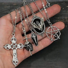 5pcs Gothic Necklace Set for Women Halloween Jewelry Heart Bat Spider