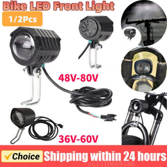Ebike E-Bike 36V 48V 60V 80V Electric Bicycle Light with Horn Waterproof Scooters Motorcycle Headlight Horn Set Front Headlight