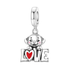 Hot Sale 925 Sterling Silver Dog Cat Cute Pet Animals Pendant Birthday Party Gift for Women Bangle Bracelet Necklace DIY Jewelry