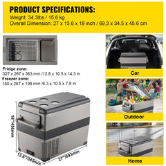 SucceBuy 20L 22L 35L 45L 55L Car Refrigerator Mini Fridge Freezer Portable Compressor Cooler 12/24V DC 110-240V Ice Box
