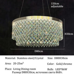 Luxury Crystal Chandelier Light Ceiling Hanging Lamps Home Decoration Dining Room Chandeliers Lights Lighting for Living Room