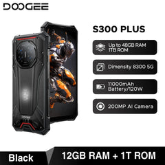 DOOGEE S300 Plus 5G Rugged Phone Dimensity 8300 12GB 1TB 11000mAh 120W 6.78'' Screen 200MP Camera Android 16 Smartphone NFC