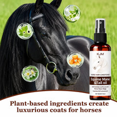 KJM Horse Mane Detangling Spray All Breeds Plant Extract Quick Moist Non Greasy Shiny Equine Daily Groom Spray