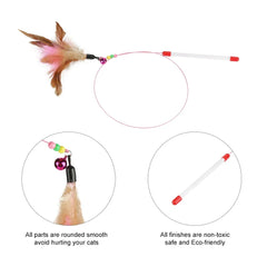 1-10pc Interactive Cat Feather Toy Accessories Pet Supply Wand Kitten