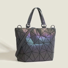 Luminous Spring and Summer New Women's Bag, Geometric Rhombus Bucket Bag, Fashionable and Versatile Handbag, Large Capacity Shoulder Crossbody Bag
