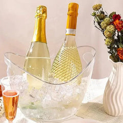 4L Clear Ice Bucket Beverage Tub Handle Cooling Large Ice Bucket for Wine Champagne Bar Supplies for Family Wine Beer Chiller