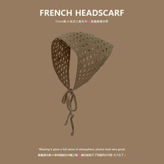 Korean-style cozy knit triangular headscarf for women, spring/summer, cute versatile country beach vacation hairband
