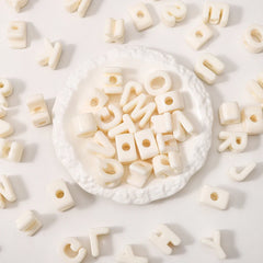 20pcs Beige Acrylic Large Hole Letter Loose Beads DIY Necklace