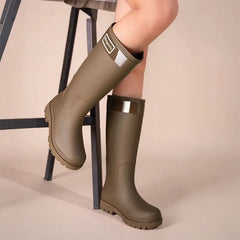 High-top rain boots, women's rain boots, lined adult outer wear, waterproof hiking boots, anti-slip shoes, durable sole