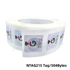 NFC215 Google Review Stickers 504Bytes 30mm Waterproof NFC Review Sticker Review Us on Google Sticker 13.56MHz NFC Tags Stickers