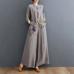 Spring Summer Women Leisure Large Size 5XL 2PCS Middle Aged Mother Mother Cotton Linen Suit 2025 Female Embroidery Two-piece Set