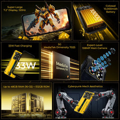 OUKITEL WP60 5G NFC Smartphone 10000mAh 48GB(16+32) +512GB, MTK 7025 Android 15 Rugged Phone, 108MP Camera, 120Hz