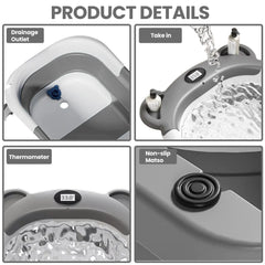 Newborn Collapsible Baby Bathtub Portable Travel Tub with Thermometer And Soft Floating Cushion Drain Hole Baby Tubs